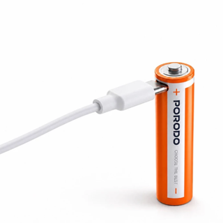 باتری نیم قلمی شارژی پورودو PDAAA8RB پک ۴ عددی با کابل USB-C